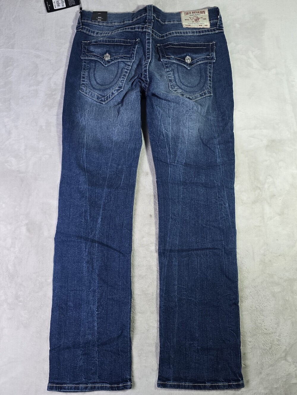 NWT True Religion Ricky SN Flap Relaxed Straight Fit Jeans Sz Actual 34x33 Blue